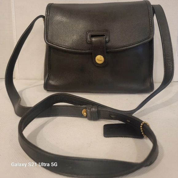 VINTAGE COACH MULBERRY 9899 BLACK LEATHER CROSSBODY HANDBAG - Picture 1 of 9